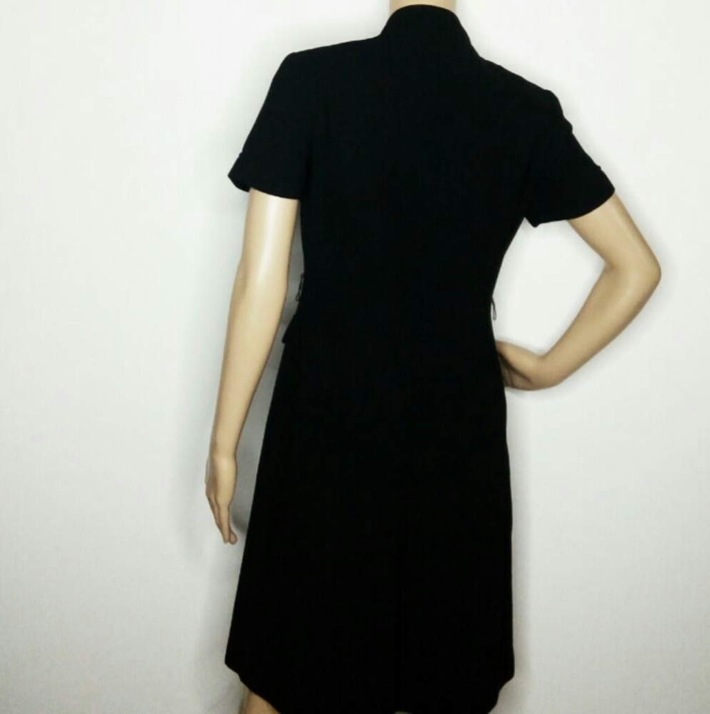 Smart Button Up Black Dress W/ Gold Buttons View 3